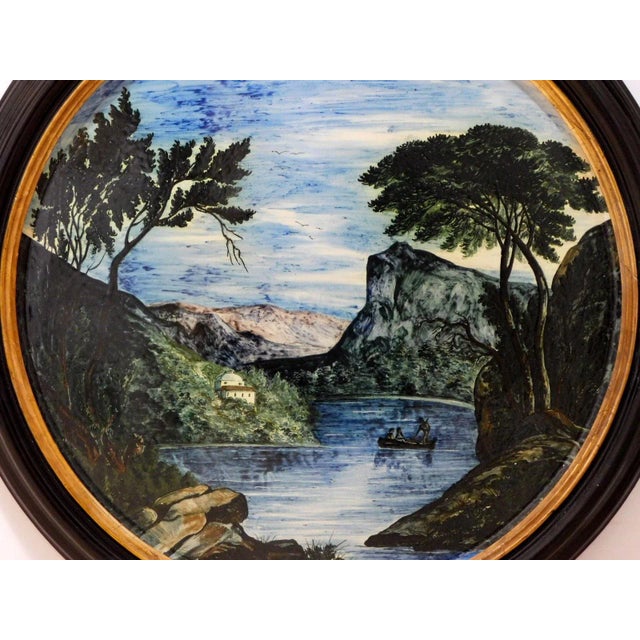 Large 19th Century Italian Glazed-Majolica Framed Plaques - a Pair For Sale - Image 9 of 11