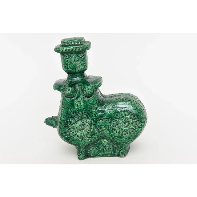 Vintage Rare Aldo Londi for Bitossi Green Glazed Ceramic Sculpture Object MId Century Modern. For Sale - Image 12 of 12