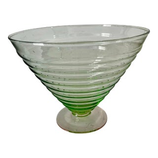 1940s Watermelon Glass Ribbed Fruit Bowl For Sale