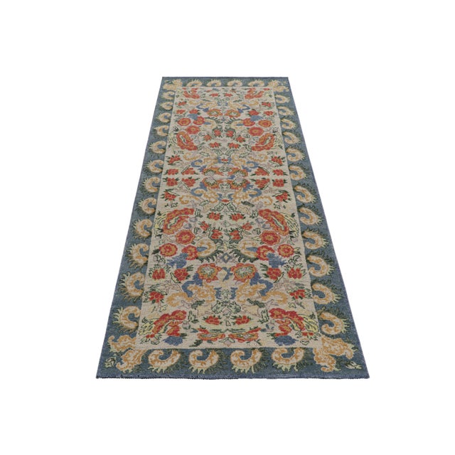 Rug & Kilim Rug & Kilim’s Classic Style Runner Rug in White With Floral Patterns For Sale - Image 4 of 7