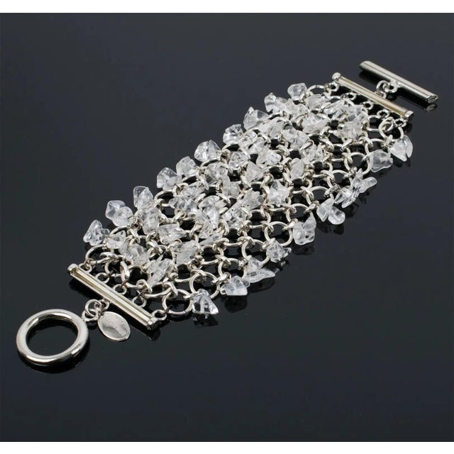 Contemporary Paco Rabanne Silvered Metal and Quartz Link Bracelet For Sale - Image 3 of 8
