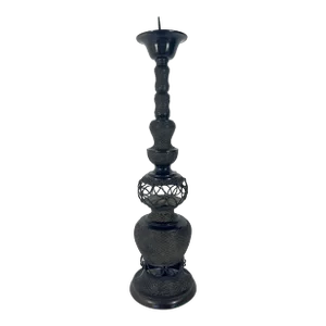Massive Chinese Imperial Bronze Candle Holder, Candlestick 29" (2 of 2)