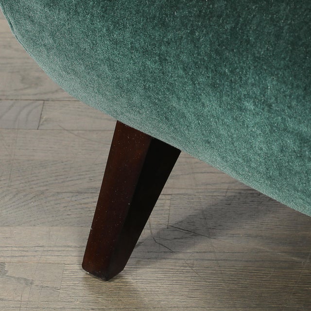 Pair of Mid-Century Curvilinear Green Mohair Lounge Chairs W/ Ebonized Supports For Sale In New York - Image 6 of 15