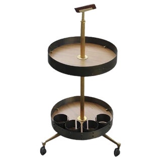 Italian Brass and Steel Serving Bar Cart, 1950s For Sale