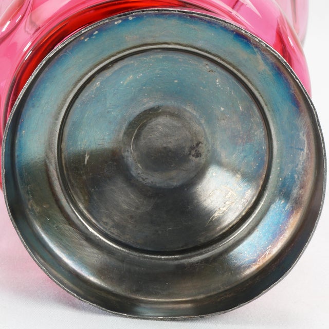 Ruby Red Victorian Cranberry Coin Dot Glass Jam Jar With Silverplate Lid For Sale - Image 8 of 8