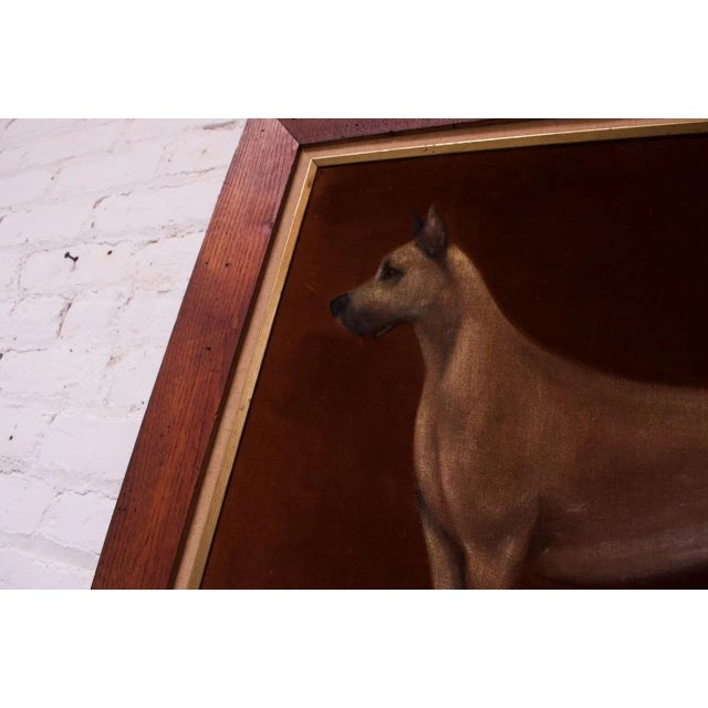 1940s "Great Dane" Framed Oil on Velvet by Lawrence Shelby For Sale - Image 5 of 7