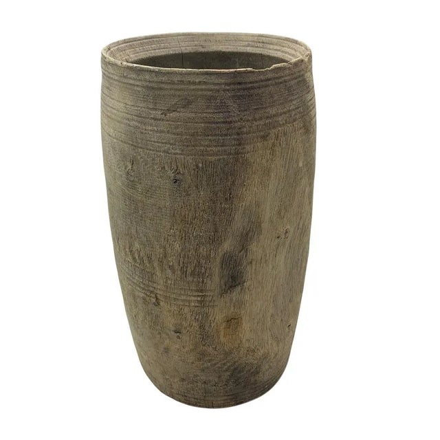 Farmhouse Vintage Indian Wood Vessel For Sale - Image 3 of 5