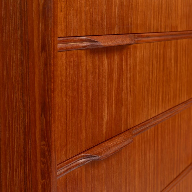Wood Vintage Danish Mid-Century Teak 7 Drawer Tallboy Dresser 1960s For Sale - Image 7 of 10