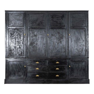 Antique English Ebonised Pine Housekeepers Cabinet, 1890 For Sale