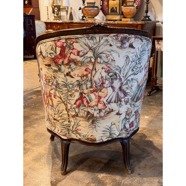 Vintage French Bergère With Carved Floral Crest For Sale - Image 11 of 12