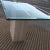 Artedi Brass-X Pedestal Glass End Table in Polished Travertine Italy For Sale - Image 9 of 13