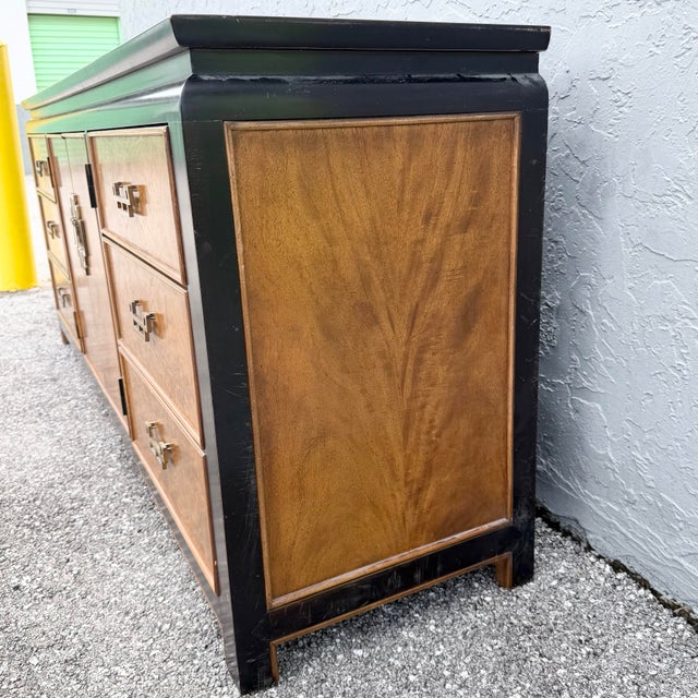 Mid 20th Century Vintage Chinoiserie Black and Burlwood Dresser by Centruy Furniture For Sale - Image 5 of 8