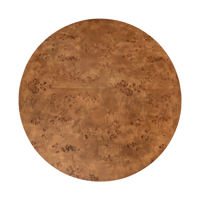 Worlds Away Matthew Izzo Home Oslo Dark Burlwood, Low, Round Coffee Table With Cross Base For Sale - Image 4 of 5
