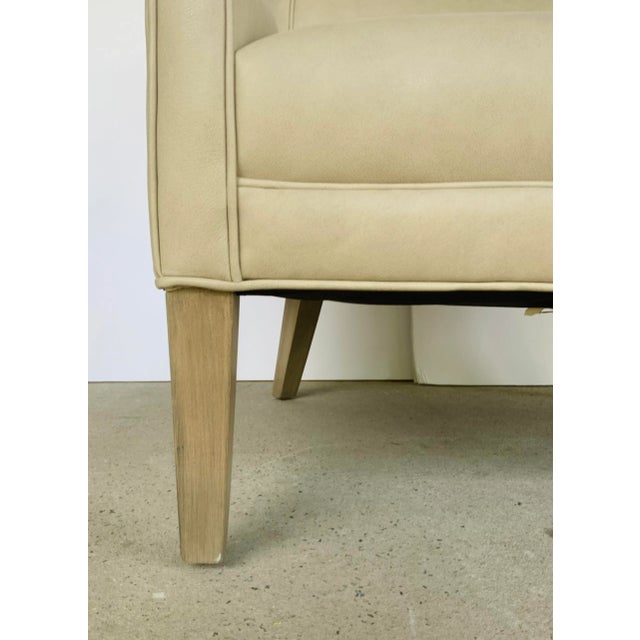 Modern Beige Leather Club Chair For Sale - Image 4 of 7