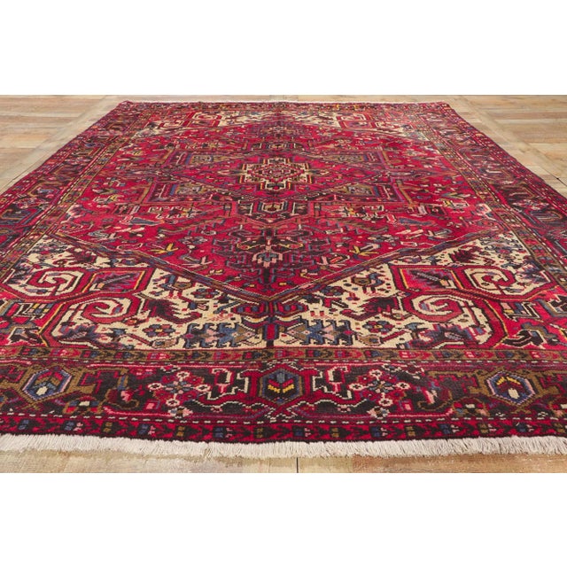 Red Vintage Persian Heriz Rug - 07'07X 09'11 For Sale - Image 8 of 10