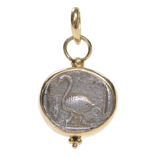 Rare Swan Stater Ar [Coin] Pendant W/ 18k Trim For Sale