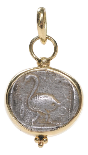 Rare Swan Stater Ar [Coin] Pendant W/ 18k Trim
