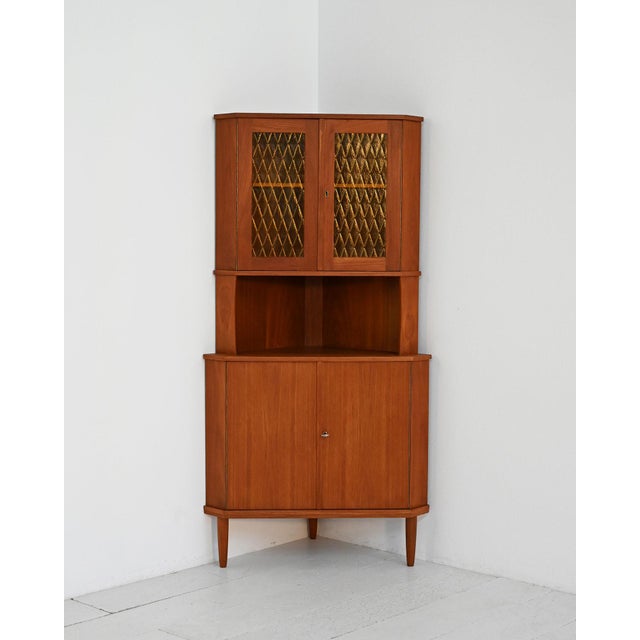Brown Mid-Century Scandinavian Teak Corner Cabinet, 1950s For Sale - Image 8 of 8