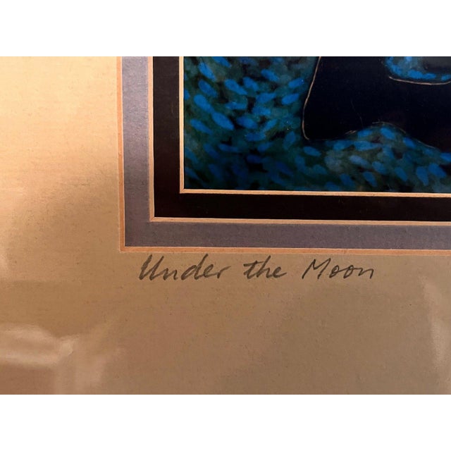 Late 20th Century Paul Nzalamba Framed African Art Print Under the Moon Ugandan Artist Signed For Sale - Image 5 of 6