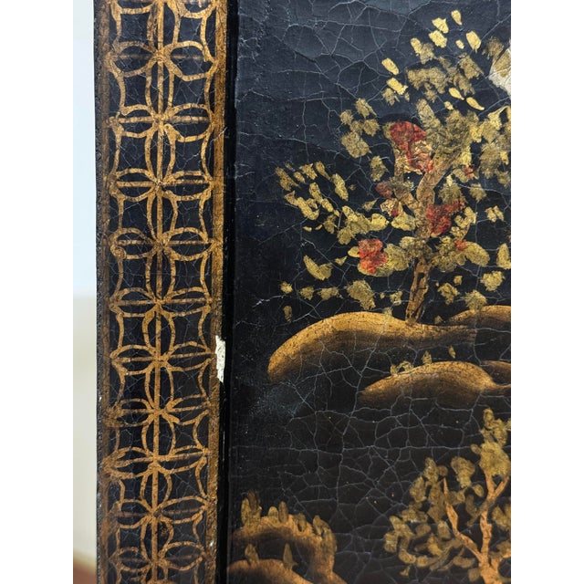 Antique Early 20th Century Chinese Hand-Painted Coromandel Gilded Screen For Sale - Image 10 of 17