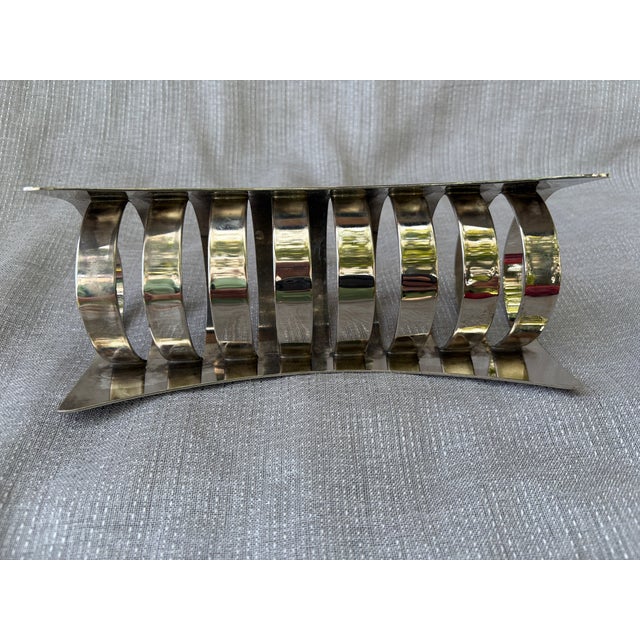 Silver Vintage Modern Silver Plate Toast Rack Holder 8 Slice For Sale - Image 8 of 13