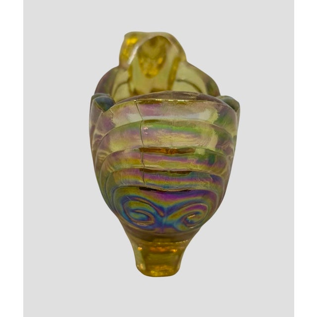 1960s Fenton Iridescent Amber Carnival Glass Cat Head Slipper Shoe Amber Glass Slipper For Sale In Washington DC - Image 6 of 12