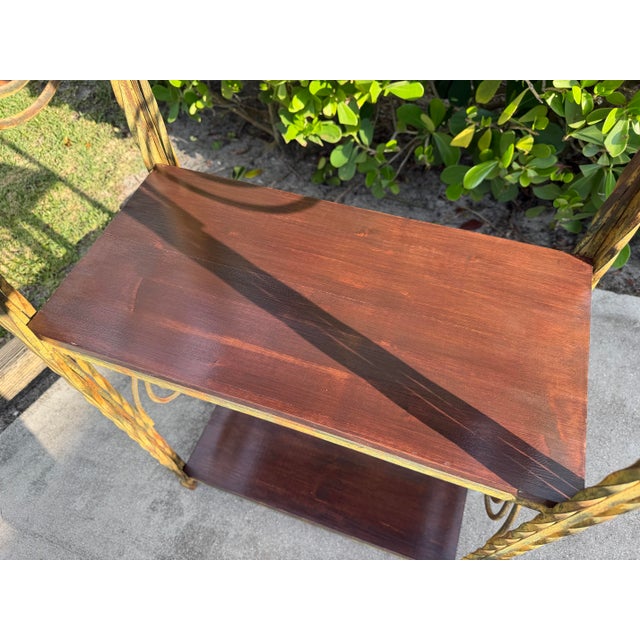 Brown Vintage 76” Postmodern Sculptural Iron Etagere With Spiral Motifs For Sale - Image 8 of 11