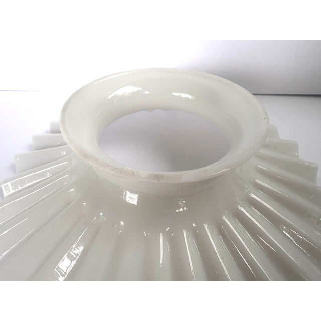 Early 20th Century White Milk Glass Pleated Petticoat Oil Lamp Shade For Sale - Image 9 of 9