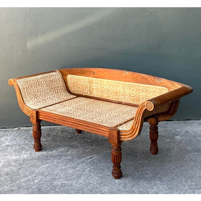 Late 20th Century Vintage Anglo Indian Cane Settee For Sale - Image 5 of 12