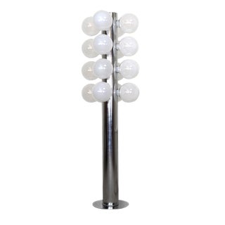 Mid-Century Modern Chrome Pillar 16 Orb Floor Lamp For Sale