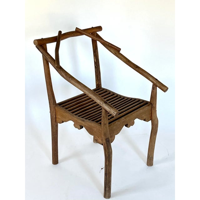 Antique Handmade Wood Chair with Slat Seat For Sale - Image 13 of 13