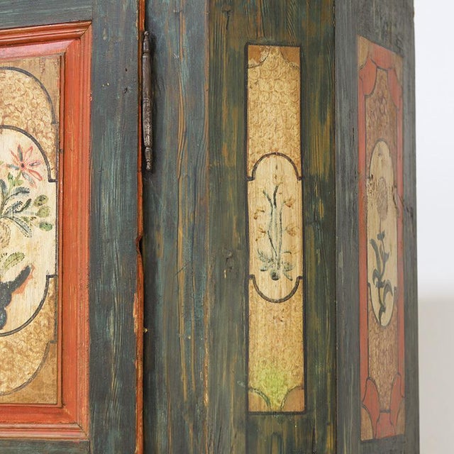 Painted Folk Art Bridal Cupboard For Sale - Image 12 of 13
