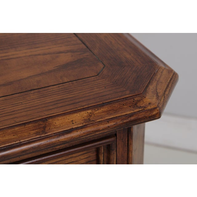 Brown Thomasville Oak Long Dresser W. Trifold Mirror For Sale - Image 8 of 18