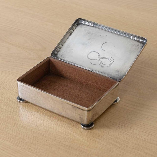 Metal 1930s French Art Deco Silver Cigarette Box For Sale - Image 7 of 11