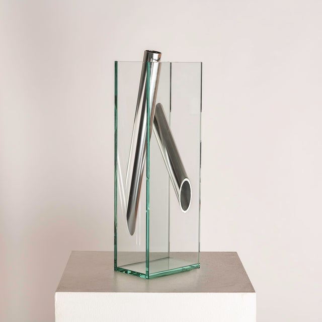 Silver Flower Vases by Lisa Mori, 1980s, Set of 2 For Sale - Image 8 of 17