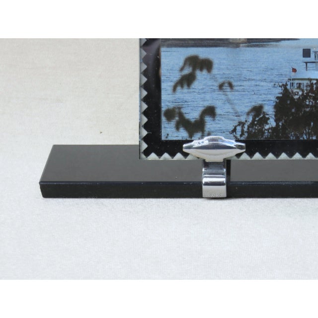 1930s Art Deco Black Glass & Chrome French Picture Frame For Sale - Image 5 of 18