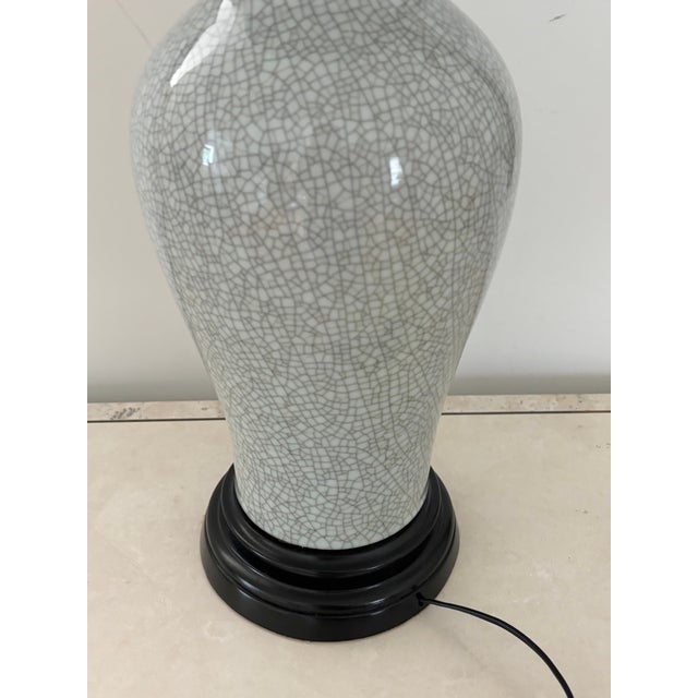 Late 20th Century Vase Lamp With Brass Cap, Crackle Finish For Sale - Image 6 of 8
