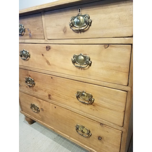 Antique Pine Chest of Drawers With Brass Handles Chairish