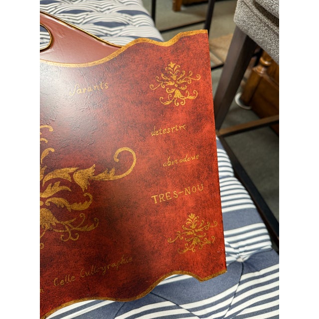 Metal Vintage Style Tole Painted Magazine Rack For Sale - Image 7 of 12