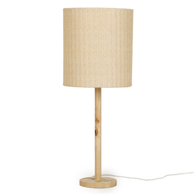 Metal Lamia Natural Burl and Raffia Designer Table Lamp For Sale - Image 7 of 7