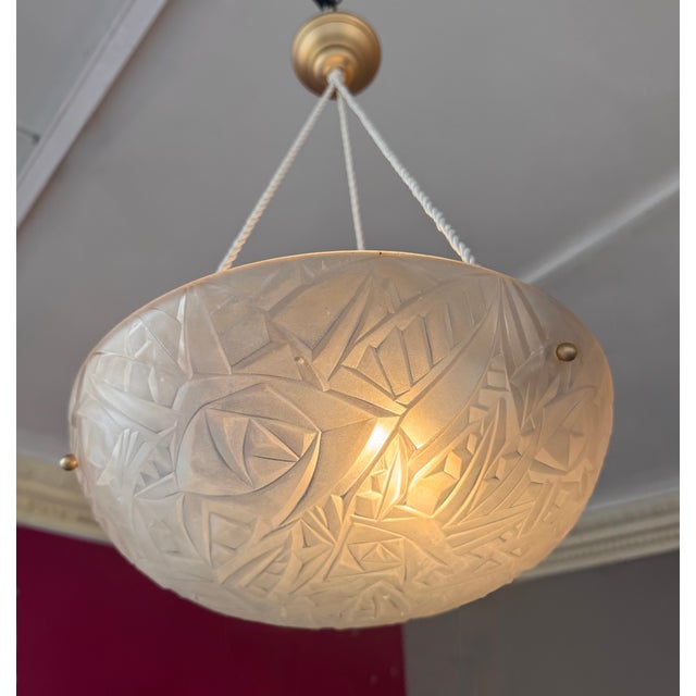 Art Deco Pendant Lights with Electrified Cords from Verrerie D'art Degué, 1930s, Set of 2 For Sale - Image 14 of 18