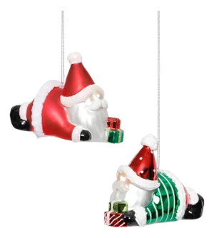 Santa Laying Down Ornaments, Assorted Set of 6