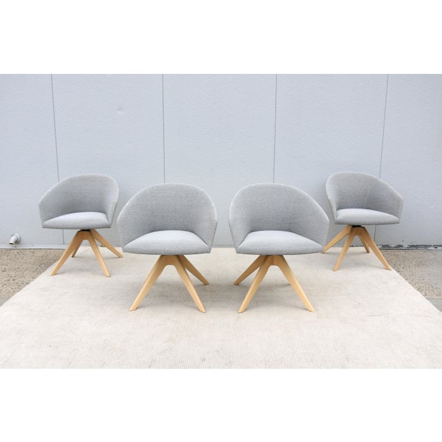 Mid-Century Modern MCM Style Lievore Altherr Molina for Andreu World Brandy Swivel Armchair, Set of 4 For Sale - Image 3 of 18