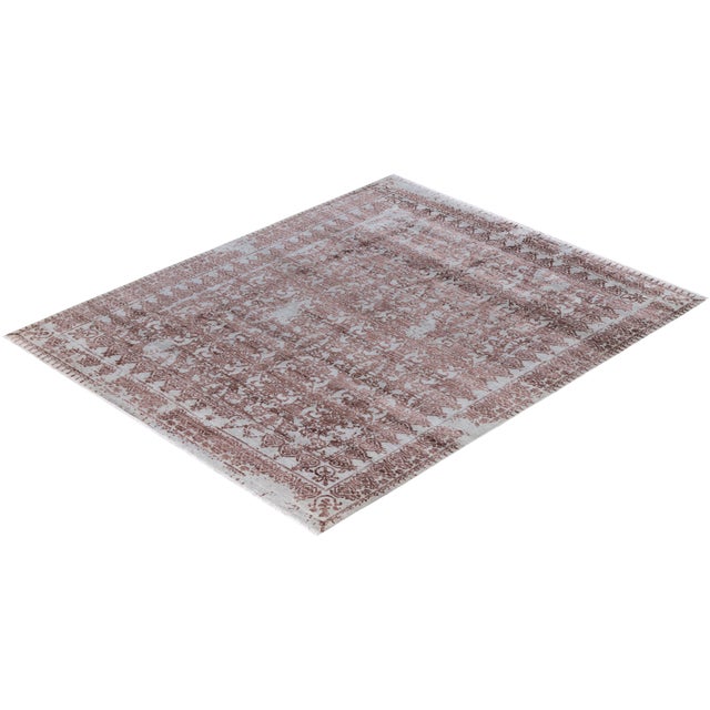Gray Ikat, One-of-a-Kind Hand-Knotted Area Rug - Gray, 8' 1" x 10' 0" For Sale - Image 8 of 8