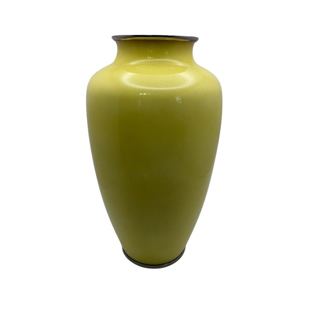 Japanese Vintage Japanese Ando Jubei Yellow Cloisonne Enamel Vase For Sale - Image 3 of 10