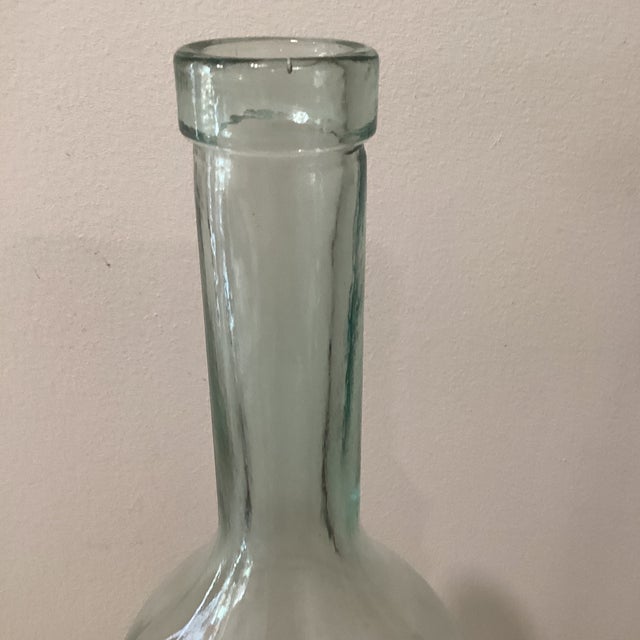 Mid-Century Modern Vintage Large Blown Art Glass Green Bottle 3 Liter Sve Italy For Sale - Image 3 of 12