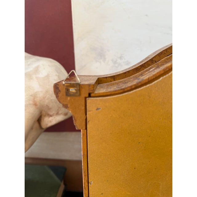 Wood Vintage Italian Burlwood Finish Hanging Wall Curio Cabinet Glass Shelves Made in Italy For Sale - Image 7 of 12