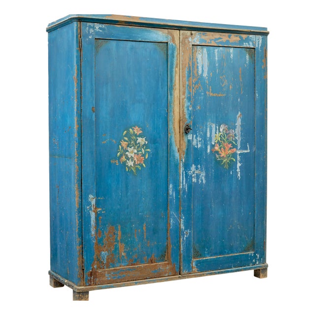 Antique Scandinavian Rustic Painted Cabinet, 1860 For Sale