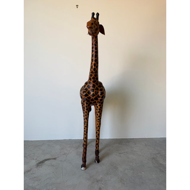 1970s Tall - Vintage Leather-Wrapped Giraffe Sculpture For Sale - Image 5 of 12