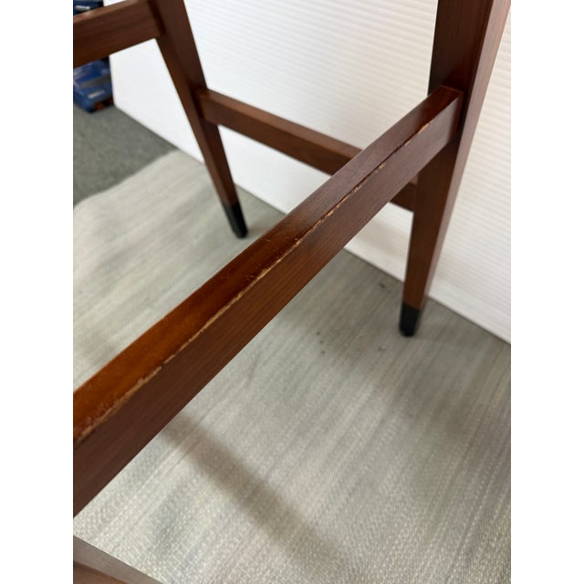 Walnut Wood + Black Leather Bar Stools, Pair For Sale - Image 11 of 12